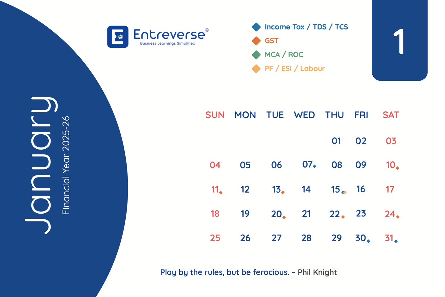 EntreVerse Compliance Desk Calendar (FY 26-27)
